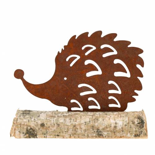 Floristik24 Ježek patina na dřevěném podstavci 14,5cm x 17,5cm