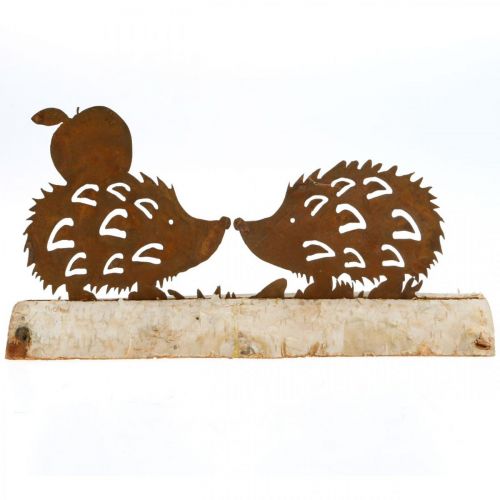 Floristik24 Rez ježek deko březová kůra kovová podzimní dekorace 20×4cm V10,5cm