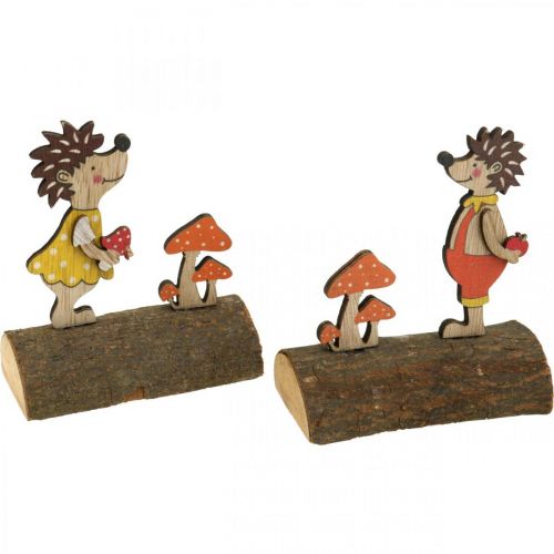 Floristik24 Ježek s houbami Podzimní figurka dřevěný ježek Žlutá/oranžová H11cm Sada 6 ks
