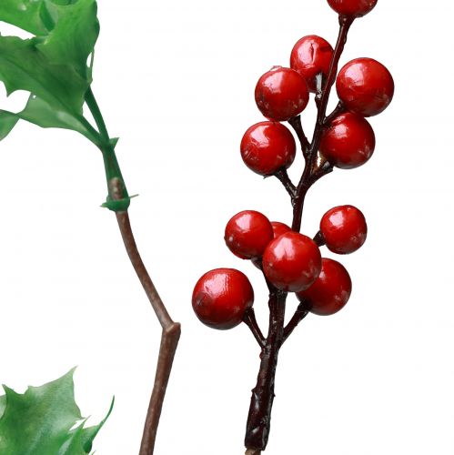 položky Ilex Artificial Holly Berry Branch Red Berries 75cm