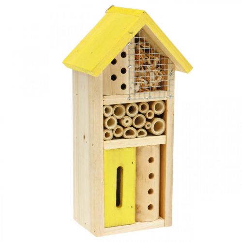 položky Hmyzí hotel žlutý dřevěný domeček pro hmyz zahradní hnízdo H26cm