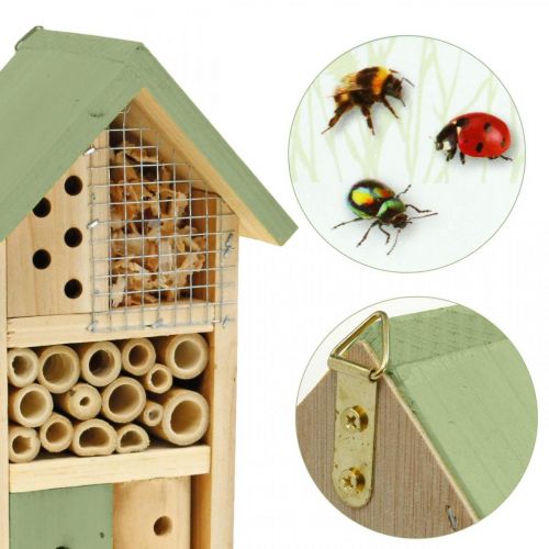 položky Insect Hotel Green Dřevěná pomůcka pro hnízdění Zahrada H26cm