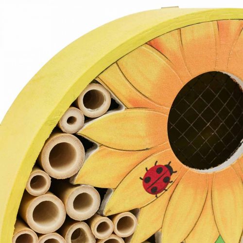 Floristik24 Hmyzí Hotel Kulatý dřevěný domeček proti hmyzu Žlutá slunečnice Ø25cm