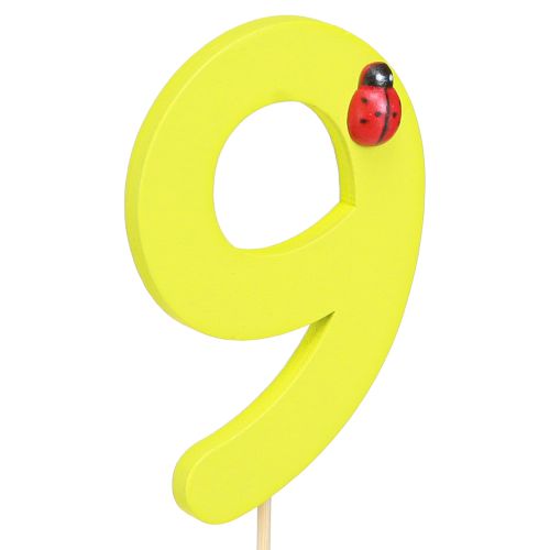 položky Výročí číslo „9“ na špejli číslo zátky barevné dřevěné 7,5 cm 16 kusů