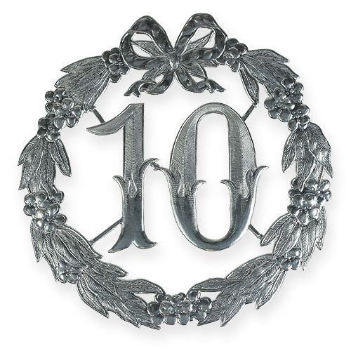 položky Výročí číslo 10 ve stříbrné barvě