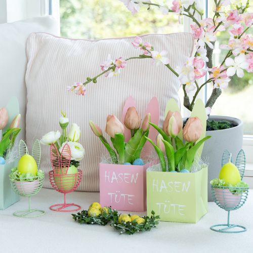 položky Drátěný králík jako otevřený dekorativní předmět pro moderní jarní a velikonoční nápady, 16 cm, 3 kusy