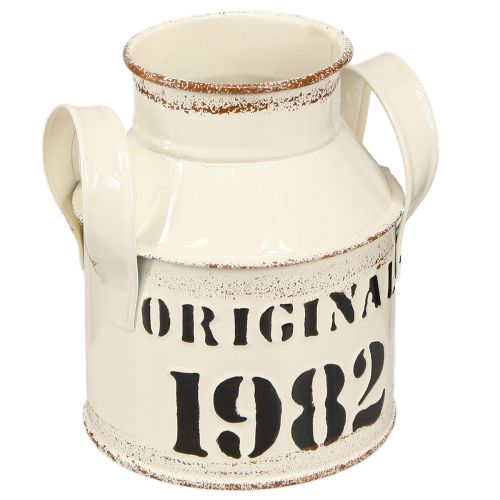 Floristik24 Džbán Kovová dekorace &quot;Originál 1982&quot; Krémová rez H13cm 2ks