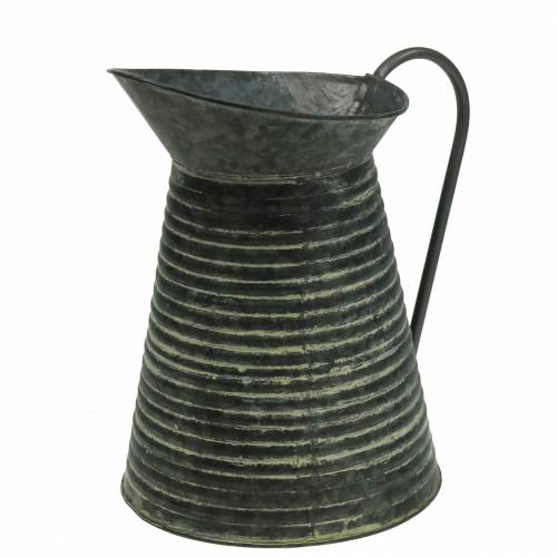 Floristik24 Dekorativní konev zinková šedá černá praná Ø18cm H26cm