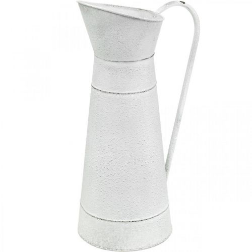 Floristik24 Ozdobný džbán kovový kovový džbán rustikální bílý Ø16,5cm H 41cm