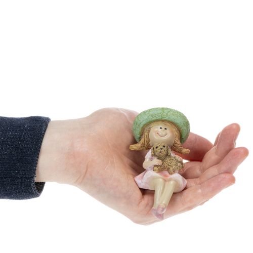 Police na poličku Usměvavá dívka se psem Ø4,5cm V9,5cm | Floristik24.cz