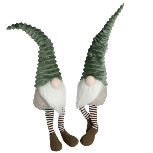 Floristik24 Edge Stolička Gnome Vánoční Zelená Hnědá V55cm 2ks