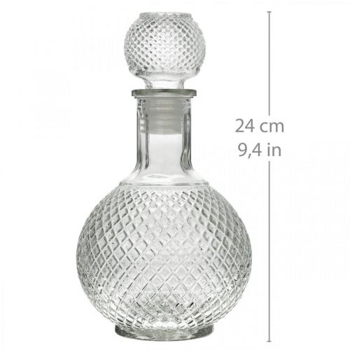 Floristik24 Karafa na whisky s víkem skleněná karafa H24cm
