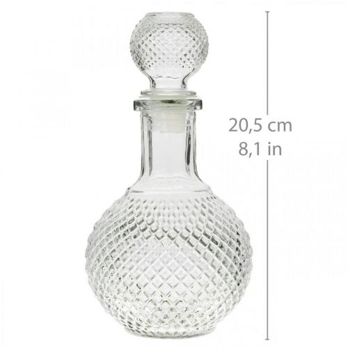 Floristik24 Karafa na whisky s víčkem Skleněná karafa V20,5cm