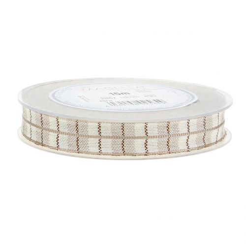 Floristik24 Kontrolní stuha světle hnědá 15mm 15m