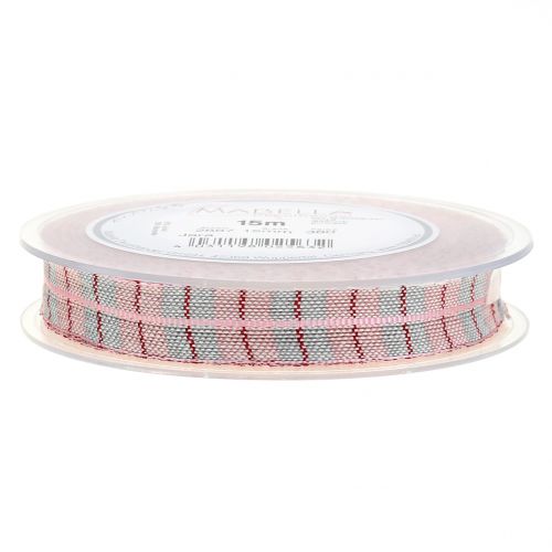 Floristik24 Kontrolní stuha růžová 15mm 15m