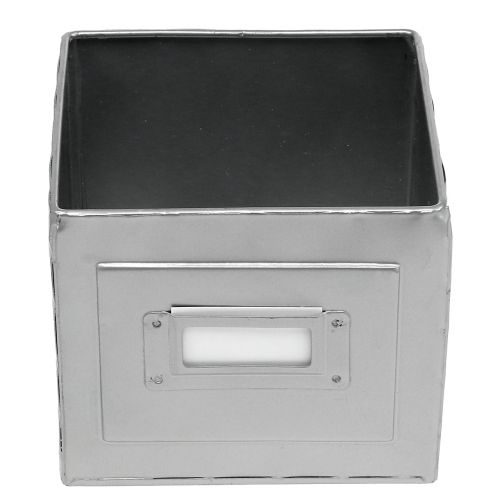 Floristik24 Krabice kovový květináč s nápisem 12x12x10,5cm