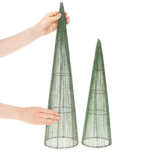 Kovové květinové kužely, zelené, pro květinové aranžmá, 62 cm, 2 kusy | Floristik24.cz