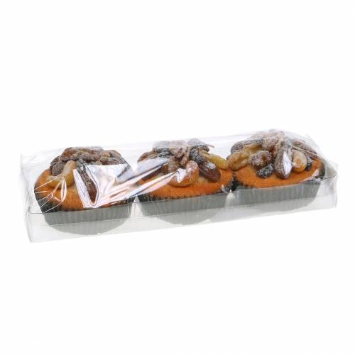 Floristik24 Muffiny s ořechy umělé 7cm 3ks