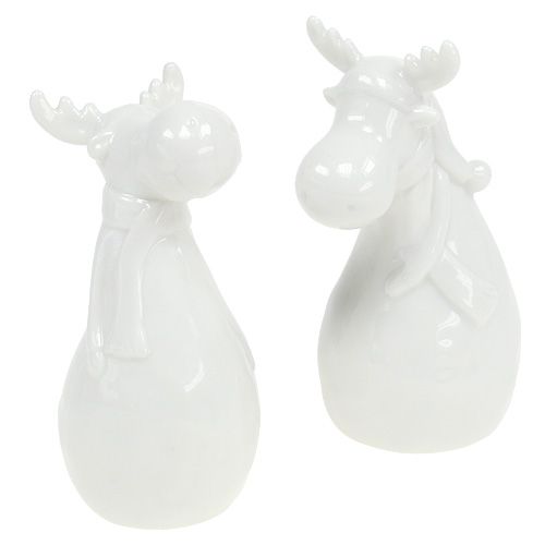 Keramická figurka los 12,5cm bílá 2ks
