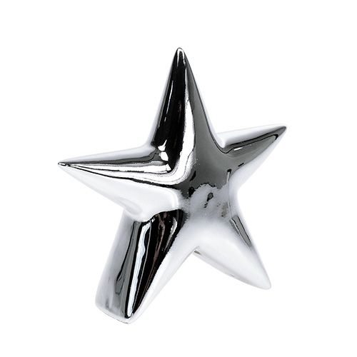 Floristik24 Keramická hvězda stříbrná, lesklá 18cm