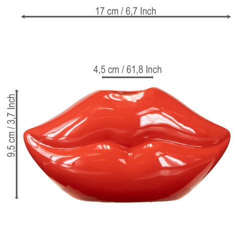 položky Keramická váza červená dekorativní váza s motivem polibku 17×8,5×9cm