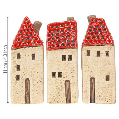 položky Dekorace na stůl z keramických domečků, keramické domečky, V11cm, 3 ks