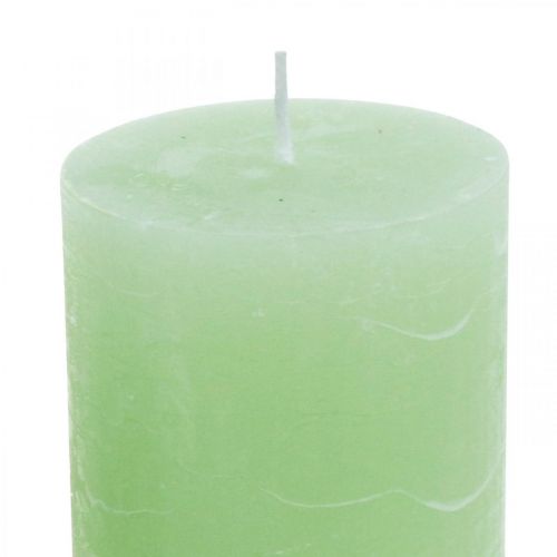 položky Sloupové svíčky barevné světle zelená 70×100mm 4ks