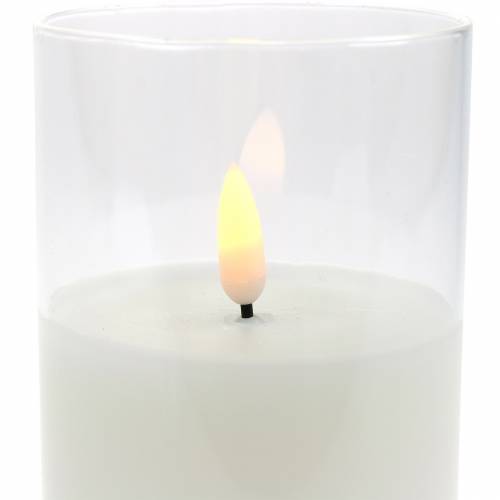 položky LED svíčka ve skle z pravého vosku bílá Ø7,5cm H10cm