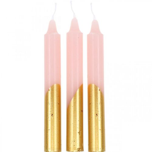 Stromové svíčky pyramidové svíčky růžové, zlaté svíčky H105mm 10ks