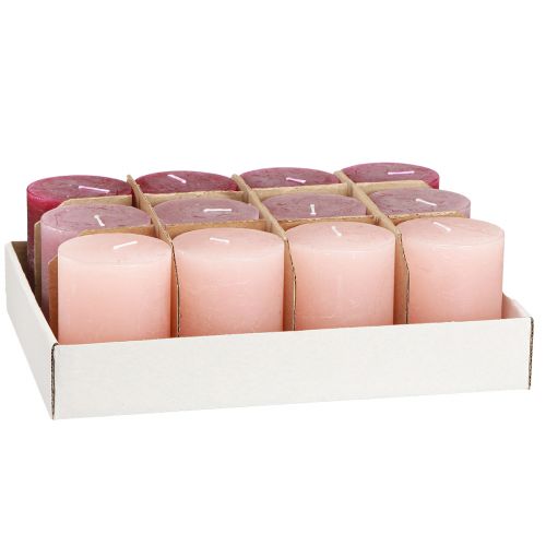 položky Svíčky Pink Berry Pillar Svíčky 3 barvy 60x80mm 12 ks