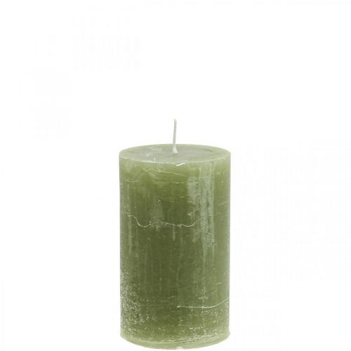 položky Jednobarevné svíčky olivově zelené sloupové svíčky 60×100mm 4ks