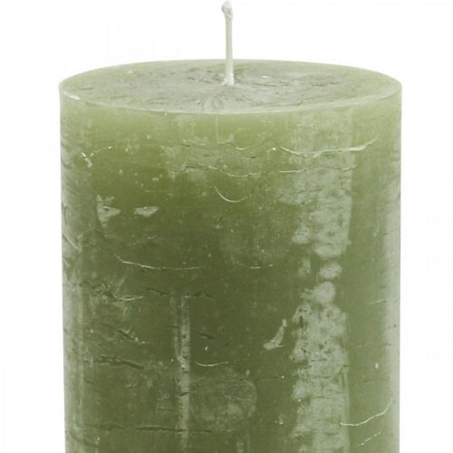 položky Jednobarevné svíčky olivově zelené sloupové svíčky 70×120mm 4ks