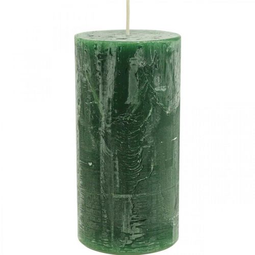 Floristik24 Jednobarevné svíčky tmavě zelené sloupové svíčky 70×140mm 4 ks