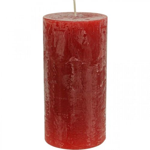 Floristik24 Jednobarevné svíčky červené rustikální samozhášecí 70×140mm 4 ks