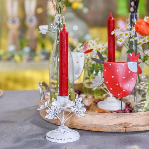 Floristik24 Dekorace na svíčku, jaro, svícen s květinami, kovová dekorace na svatbu