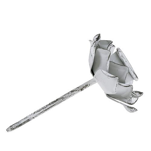 Floristik24 Svícen ve tvaru květiny bílý, otrhaný, Ø5,8 cm V6,8 cm, 4 ks