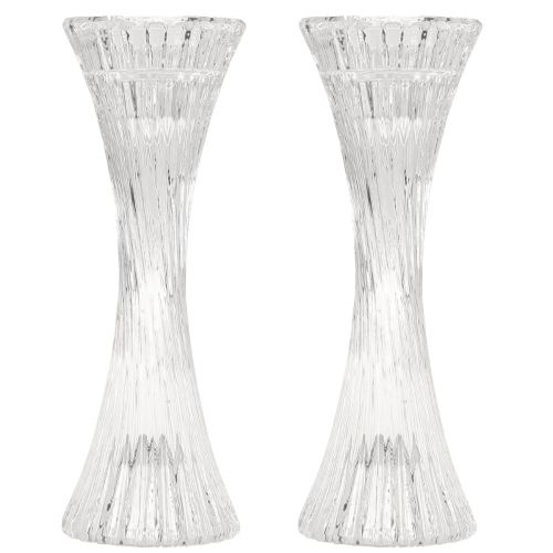 položky Svícen skleněný čirý hůl svícen drážky H20cm 2 kusy