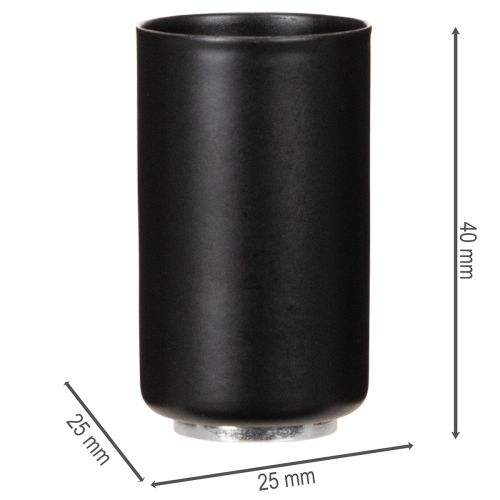 Kulatý magnetický svícen, matně černý, pro kuželové svíčky o průměru 25 mm, 4 kusy | Floristik24.cz