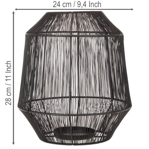 Černý svícen, dekorativní lucerna, drátěný koš, Ø24cm, V28cm | Floristik24.cz