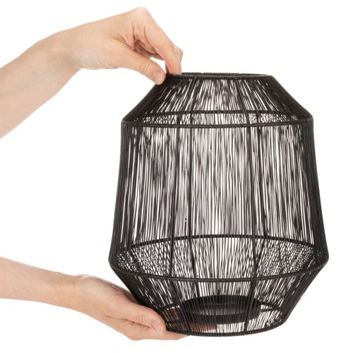 Černý svícen, dekorativní lucerna, drátěný koš, Ø24cm, V28cm | Floristik24.cz