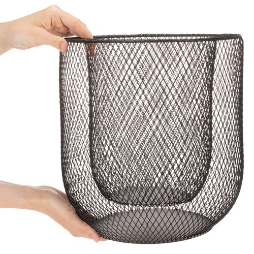 Svícen z černého kovového drátěného koše, Ø28,5/18 cm, sada 2 kusů | Floristik24.cz