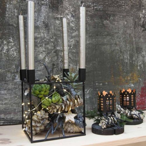 Floristik24 Svícen Black Cube Metal Stick Svícen 18cm