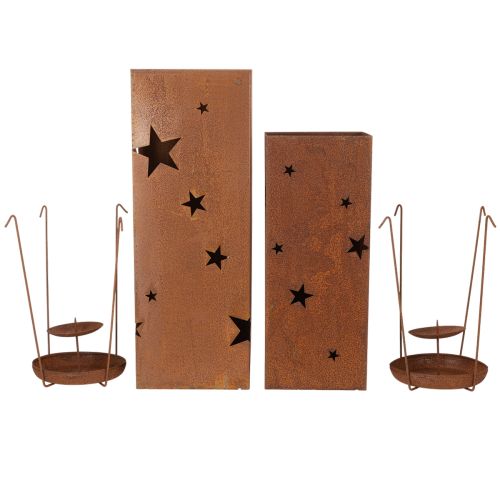 položky Vánoční svícny, rustikální povrchová úprava, výška 40/50 cm, sada 2 kusů