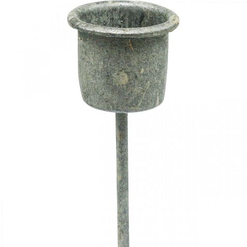 Zásuvný svícen Shabby Chic šedý Ø3cm V8,5cm 8 ks
