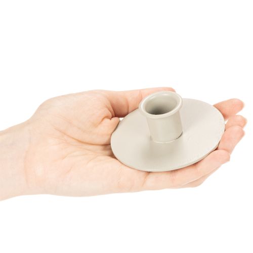 Kovový svícen v matně béžové barvě, malý svícen na kuželové svíčky, 8 cm, 3 kusy | Floristik24.cz