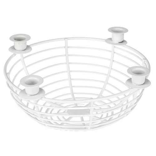 Floristik24 Svícen v bílé dekorativní kovové misce Ø14cm V7cm