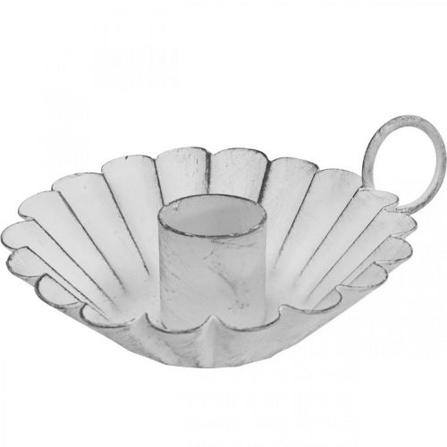 Floristik24 Svícen Shabby Chic White Metal Deco Ø9,5cm V3cm