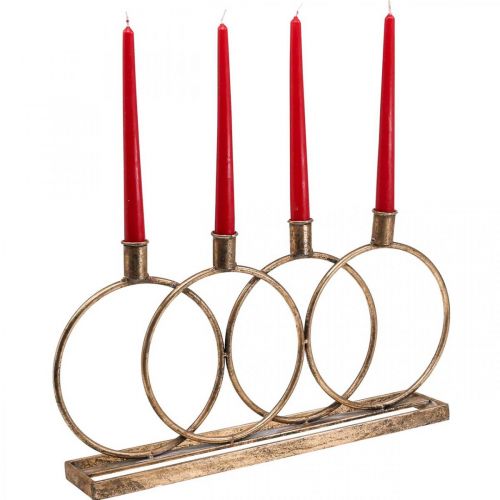 Floristik24 Svícen tyčový svícen vintage 4-plamenný zlatý L45cm