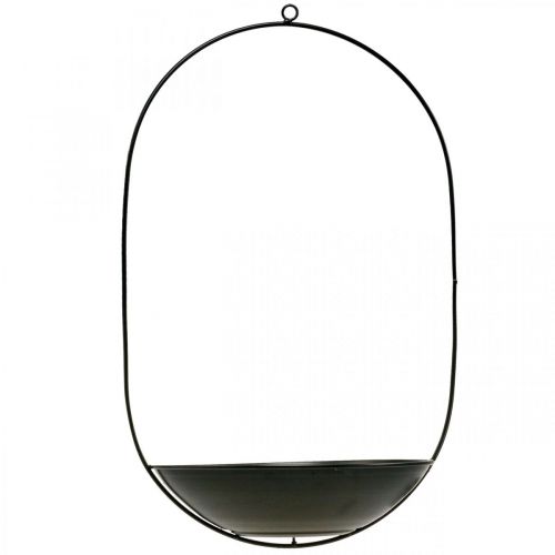 položky Dekorační miska k zavěšení černý kovový prsten Scandi dekorace 28 × 54 cm