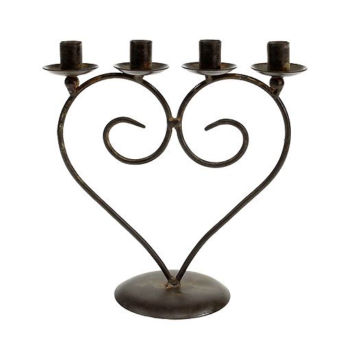 Floristik24 Svícen ve tvaru srdce hnědý V17cm Š16cm
